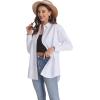 imageJVER Womens Oversized Button Down Shirts Casual Long Sleeve Lightweight Breathable Solid Cotton Blouse Office Dress ShirtWhite
