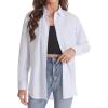 imageJVER Womens Oversized Button Down Shirts Casual Long Sleeve Lightweight Breathable Solid Cotton Blouse Office Dress ShirtWhite