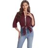 imageJVER Womens Oversized Button Down Shirts Casual Long Sleeve Lightweight Breathable Solid Cotton Blouse Office Dress ShirtWine Red