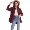 imageJVER Womens Oversized Button Down Shirts Casual Long Sleeve Lightweight Breathable Solid Cotton Blouse Office Dress ShirtWine Red