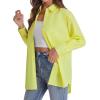 imageJVER Womens Oversized Button Down Shirts Casual Long Sleeve Lightweight Breathable Solid Cotton Blouse Office Dress ShirtYellow