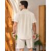 imageMens Linen Shirts Short Sleeve Button Down Shirt Casual Cuban Guayabera Lightweight Summer Beach Solid TopsBeige