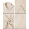 imageMens Linen Shirts Short Sleeve Button Down Shirt Casual Cuban Guayabera Lightweight Summer Beach Solid TopsBeige