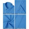 imageMens Linen Shirts Short Sleeve Button Down Shirt Casual Cuban Guayabera Lightweight Summer Beach Solid TopsCobalt Blue