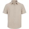 imageMens Linen Shirts Short Sleeve Button Down Shirt Casual Cuban Guayabera Lightweight Summer Beach Solid TopsLight Khaki