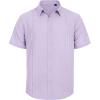 imageMens Linen Shirts Short Sleeve Button Down Shirt Casual Cuban Guayabera Lightweight Summer Beach Solid TopsLight Purple