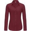 imageJVER Button Down Shirts for Women Wrinkle Free Long Sleeve Dress Shirt Business Casual Work Blouse with PocketBurgundy