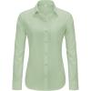 imageJVER Button Down Shirts for Women Wrinkle Free Long Sleeve Dress Shirt Business Casual Work Blouse with PocketLight Green
