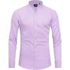 imageJVER Mens Banded Collar Dress Shirt Mandarin Long Sleeve Button Down Shirts Stretch Collarless Tops with PocketLight Purple