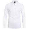 imageJVER Mens Banded Collar Dress Shirt Mandarin Long Sleeve Button Down Shirts Stretch Collarless Tops with PocketWhite