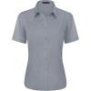 imageJVER Womens Button Down Shirts Stretch Wrinkle Free Formal Short Sleeve Dress Shirt Summer Work Blouses Business Casual TopsLight Grey