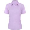 imageJVER Womens Button Down Shirts Stretch Wrinkle Free Formal Short Sleeve Dress Shirt Summer Work Blouses Business Casual TopsLight Purple