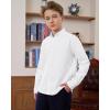 imageJVER Boys Long Sleeve Oxford Dress Shirts Solid Casual Button Down Collar Shirt Kids Formal Uniform TopsWhite