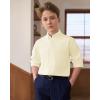 imageJVER Boys Long Sleeve Oxford Dress Shirts Solid Casual Button Down Collar Shirt Kids Formal Uniform TopsYellow