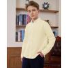 imageJVER Boys Long Sleeve Oxford Dress Shirts Solid Casual Button Down Collar Shirt Kids Formal Uniform TopsYellow