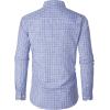 imageJVER Dress Shirts for Men Cotton Long Sleeve Button Down Shirt Business Casual Classic Plaid Tops with PocketBlue Grey Gingham