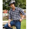 imageJVER Long Sleeve Shirts for Men Cotton Plaid Button Down Shirt Business Casual Work Top with PocketBlack