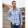 imageJVER Long Sleeve Shirts for Men Cotton Plaid Button Down Shirt Business Casual Work Top with PocketBlue