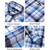 imageJVER Long Sleeve Shirts for Men Cotton Plaid Button Down Shirt Business Casual Work Top with PocketBlue