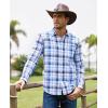 imageJVER Long Sleeve Shirts for Men Cotton Plaid Button Down Shirt Business Casual Work Top with PocketBlue