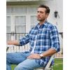 imageJVER Long Sleeve Shirts for Men Cotton Plaid Button Down Shirt Business Casual Work Top with PocketDark Blue