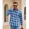 imageJVER Long Sleeve Shirts for Men Cotton Plaid Button Down Shirt Business Casual Work Top with PocketDark Blue