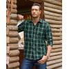 imageJVER Long Sleeve Shirts for Men Cotton Plaid Button Down Shirt Business Casual Work Top with PocketDark Green