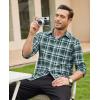 imageJVER Long Sleeve Shirts for Men Cotton Plaid Button Down Shirt Business Casual Work Top with PocketGreen