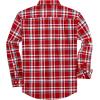 imageJVER Long Sleeve Shirts for Men Cotton Plaid Button Down Shirt Business Casual Work Top with PocketRed