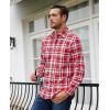 imageJVER Long Sleeve Shirts for Men Cotton Plaid Button Down Shirt Business Casual Work Top with PocketRed