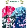 imageJVER Mens Hawaiian Shirts Casual Button Down Short Sleeve Shirts Set Printed Shorts Beach Tropical Hawaii SuitsAwhiteflamingo