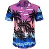 imageJVER Mens Hawaiian Shirts Casual Button Down Short Sleeve Shirts Set Printed Shorts Beach Tropical Hawaii SuitsCoconut Treepink Purple