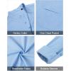 imageJVER Mens Linen Roll Up Long Sleeve Shirt Cotton Casual Beach Shirts Henley TShirt Band Collar Vacation Tops with PocketLight Blue