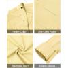 imageJVER Mens Linen Roll Up Long Sleeve Shirt Cotton Casual Beach Shirts Henley TShirt Band Collar Vacation Tops with PocketLight Yellow