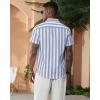 imageJVER Mens Linen Shirts Short Sleeve Casual Striped Button Down Shirt for Summer Beach Yoga