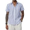 imageJVER Mens Linen Shirts Short Sleeve Casual Striped Button Down Shirt for Summer Beach Yoga