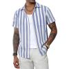 imageJVER Mens Linen Shirts Short Sleeve Casual Striped Button Down Shirt for Summer Beach Yoga