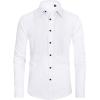 imageJVER Tuxedo Shirts for Men French Cuff Dress Shirt with Metal Cufflinks Formal Business Pleated Shirt for Prom Wedding PartyWhite