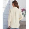 imageJVER Womens Button Down Shirt Long Sleeve Solid Dress Shirts Chiffon Work Office Blouse Fashion Formal Business Casual TopsBeige