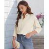 imageJVER Womens Button Down Shirt Long Sleeve Solid Dress Shirts Chiffon Work Office Blouse Fashion Formal Business Casual TopsBeige