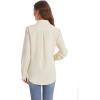 imageJVER Womens Button Down Shirt Long Sleeve Solid Dress Shirts Chiffon Work Office Blouse Fashion Formal Business Casual TopsBeige