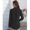 imageJVER Womens Button Down Shirt Long Sleeve Solid Dress Shirts Chiffon Work Office Blouse Fashion Formal Business Casual TopsBlack