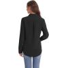 imageJVER Womens Button Down Shirt Long Sleeve Solid Dress Shirts Chiffon Work Office Blouse Fashion Formal Business Casual TopsBlack