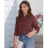 imageJVER Womens Button Down Shirt Long Sleeve Solid Dress Shirts Chiffon Work Office Blouse Fashion Formal Business Casual TopsCoffee