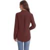 imageJVER Womens Button Down Shirt Long Sleeve Solid Dress Shirts Chiffon Work Office Blouse Fashion Formal Business Casual TopsCoffee