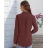 imageJVER Womens Button Down Shirt Long Sleeve Solid Dress Shirts Chiffon Work Office Blouse Fashion Formal Business Casual TopsCoffee