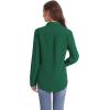 imageJVER Womens Button Down Shirt Long Sleeve Solid Dress Shirts Chiffon Work Office Blouse Fashion Formal Business Casual TopsDark Green