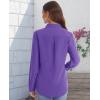 imageJVER Womens Button Down Shirt Long Sleeve Solid Dress Shirts Chiffon Work Office Blouse Fashion Formal Business Casual TopsDark Purple