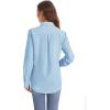 imageJVER Womens Button Down Shirt Long Sleeve Solid Dress Shirts Chiffon Work Office Blouse Fashion Formal Business Casual TopsLight Blue