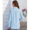 imageJVER Womens Button Down Shirt Long Sleeve Solid Dress Shirts Chiffon Work Office Blouse Fashion Formal Business Casual TopsLight Blue